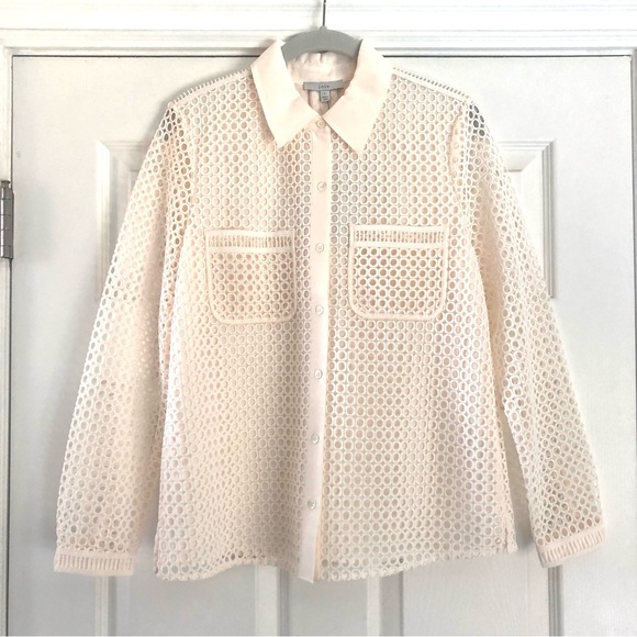 NWT Joie Merredin Mesh Crochet Blouse - Picture 6 of 16